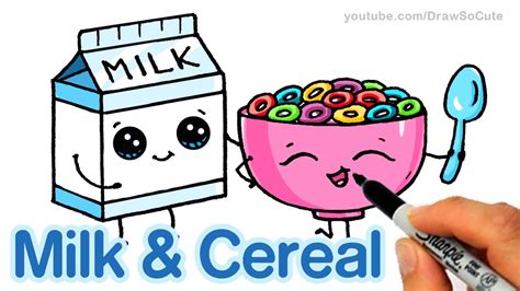 pagkain drawing easy|How to Draw Milk and Cereal Easy .
